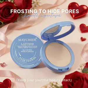 Matte Soft Focus Beauty Powder, Face Pressed Powder for Valentine's Day, Long Lasting Oil Control, Waterproof and Sweatproof, Lightweight with Mirror and Puff