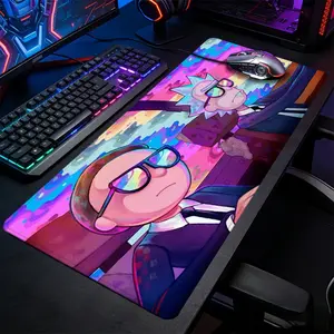 1pc Trippy Rick and Morty Art Large Gaming Mouse Pad, Non Slip Mousepad, Psychedelic Cartoon Decor Extended Desk Mat, Non-Slip Stitched Edge Rubber Base Mat for Home Office & Gamer, Durable Spill-Resistant, Ideal Gift, Desk Accessories, Desktop Accessory