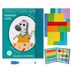 Magnetic Fraction Educational Puzzle,Magnetic Fraction Demonstration Book with Fraction Tiles & Circles,Montessori Fraction Manipulatives Learning Tools for Kids