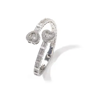 Baguette Heart Bangle - Gold Plated - 7 inches