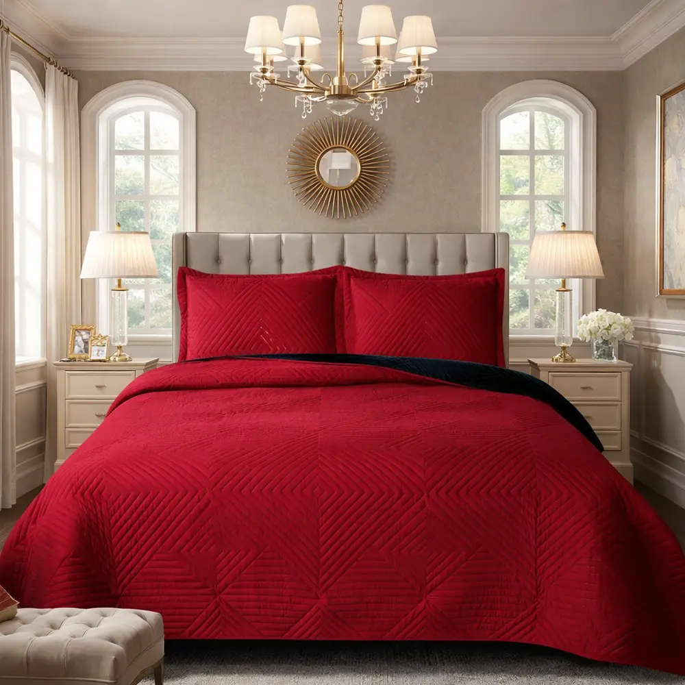 3 Pcs Solid Qulited Bedspread Set Reversible Use Suit For All Season Bedroom Guestroom Hotel Polyester Fabric With Polyester Filler Qulit Set Holiday Gift For Famliy Local Warehouse Summer Cooling Thin Comforter Set