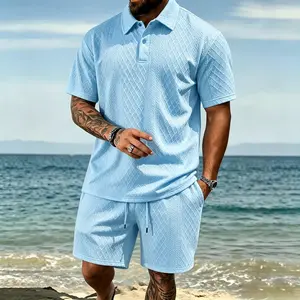 Stylish Men’s  Two-Piece Polo & Shorts Set, Casual Summer Outfits for Men’s Fashion, Perfect for Beach & Everyday Wear