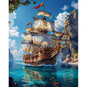 Boat House Diamond Painting Kit, Diamond Pattern Design, 29.97x40.01cm Full Round Drill DIY Craft, Relaxing Room Decoration, Perfect Home Decor