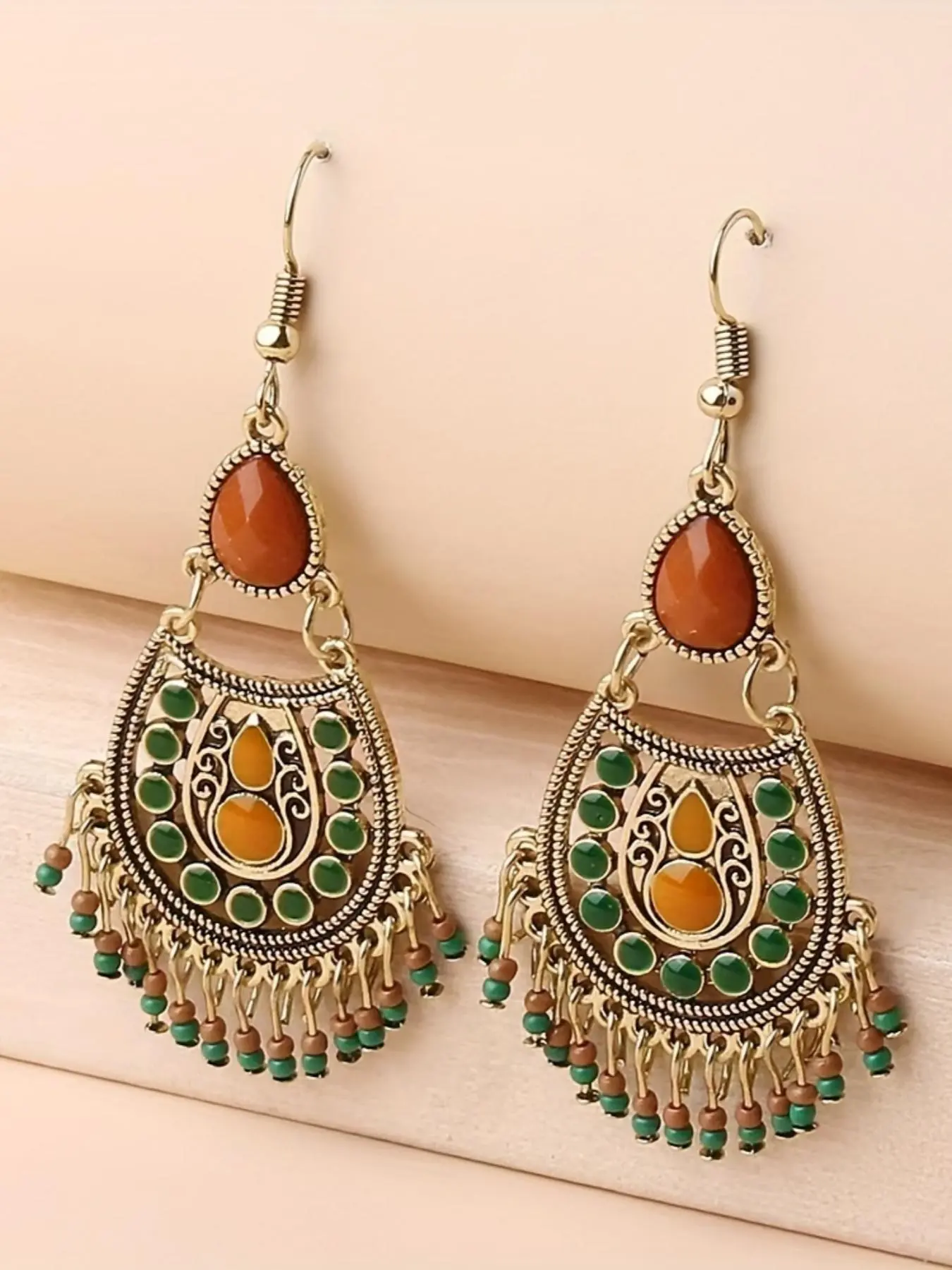 Vintage Boho Style Beaded Decor Dangle Earrings, Stylish Jewelry, Fashion Chic Gorgeous Jewelry for Party, Daily Clothing Decor, Trendy All-match & Exquisite Jewelry for Birthday Gift, Trendy Fashionable Accessories, Earrings Dangling