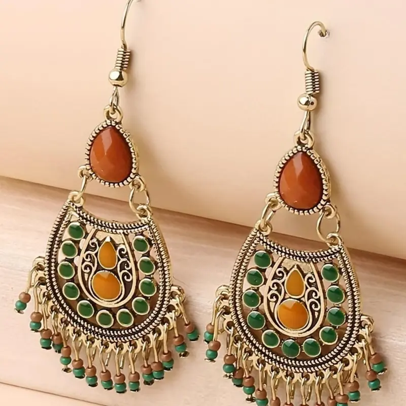 Vintage Boho Style Beaded Decor Dangle Earrings, Stylish Jewelry, Fashion Chic Gorgeous Jewelry for Party, Daily Clothing Decor, Trendy All-match & Exquisite Jewelry for Birthday Gift, Trendy Fashionable Accessories, Earrings Dangling