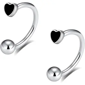 16G 2PCs Cute Heart Snake Bite Jewelry, Lip Rings Snake Bites, Horseshoe Labret Jewelry for Lip Piercing, Black Red Pink, 8mm 10mm 12mm