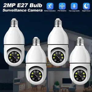 4 Pack Light Bulb Security Camera, Wireless WIFI Light Socket Outdoor Indoor 360 Degree Panoramic Camera with Audio Remote Control Video Recording