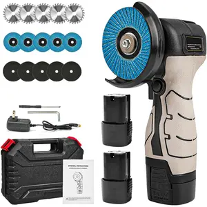 Cordless Brush Angle Grinder Kit, 13000RPM Mini Electric Angle Grinding Tool with 2pcs 16.8V 2000mAh Batteries and 15-Cutting Discs, Power Angle Grinder for Wood Metal Stone Concrete
