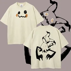 Men's Retro Round Neck Short-Sleeve Pocket Monsters Mimikyu Graphic Top, Oversized Casual Stretch Batik Cotton T-Shirt, Super Soft Pre-Shrunk Streetwear (Unisex Fit),summerwins,father'sdaygifts