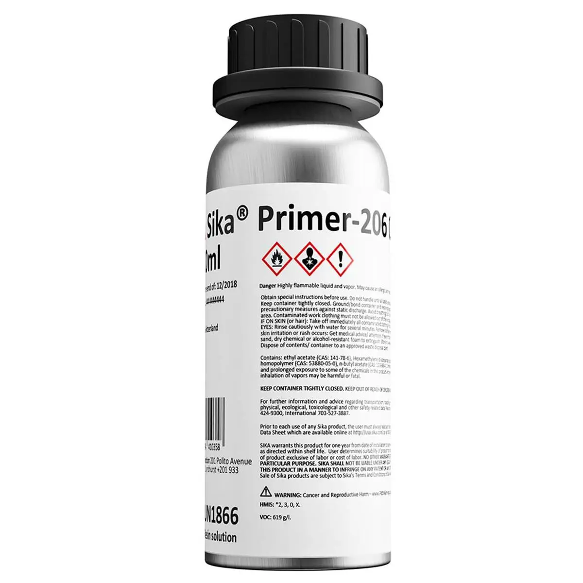212 MAIN Professional Adhesive Primer, Moisture-Curing Solvent Base for Enhanced Adhesion on Glass and Metals, Black, 250ml, Sika, Bond Faces, Milliliters