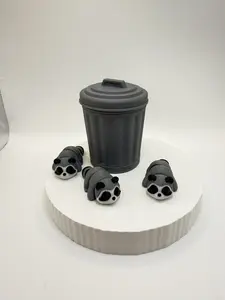 Bucket of Mini Raccoons - 3 statue fidgets and bucket - 3d printed - fun bundle