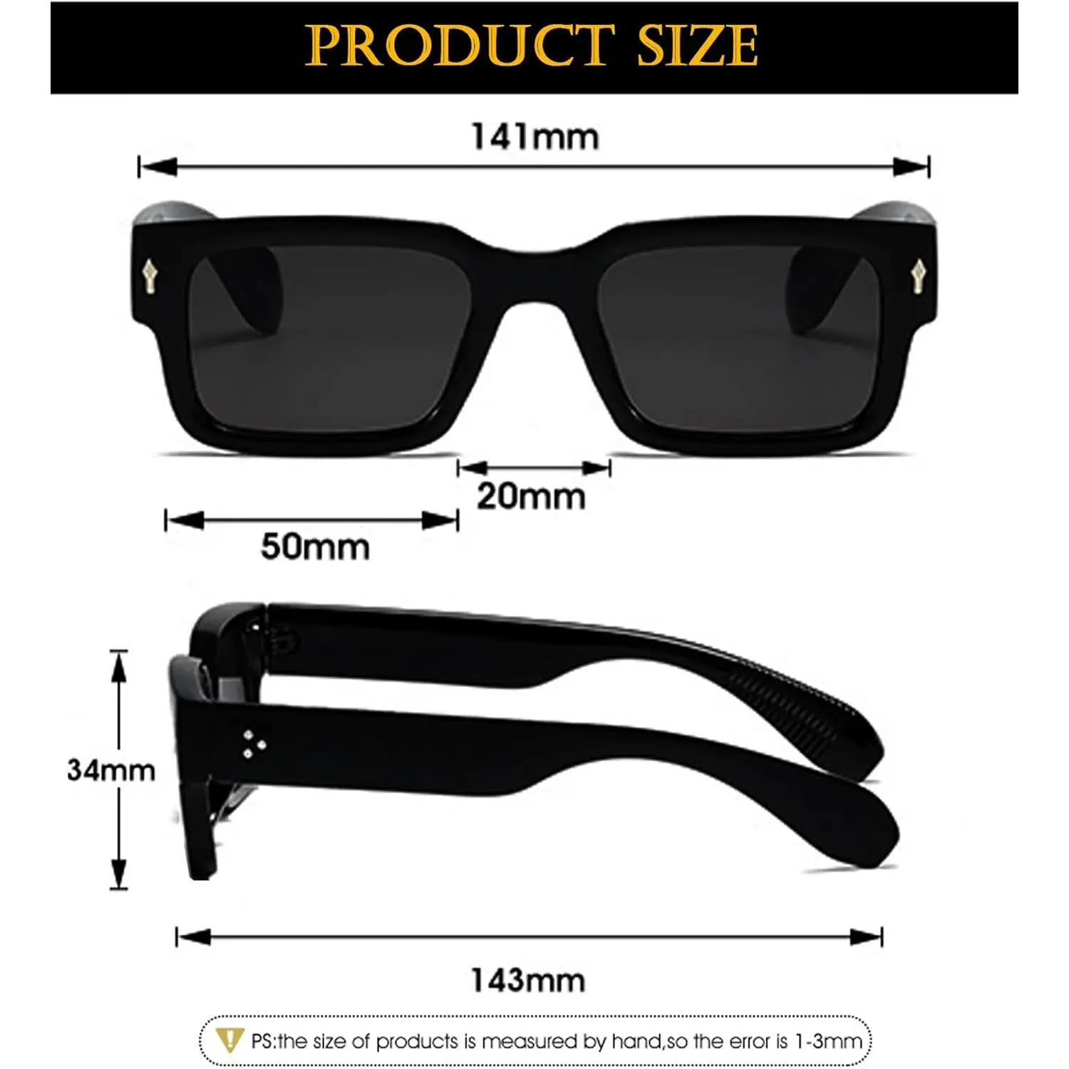 Square Frame Sunglasses with UV400 Protection, Chunky Shield Sunglasses Thick Frame Square Sunglasses for Women Men Chunky Rectangle  main image 3