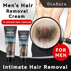 OceAura Men's hair removal cream, suitable for full-body hair removal, ideal for chest, back, legs, and underarms. Achieve quick and painless hair removal at home in just 5 minutes, removing hair from the root to maintain smooth skin.