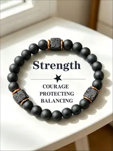 Bro's Graduation Gift,Men's Outfit Cheat Code! Matte Black Lava Stone Bracelet - Stack & Elevate