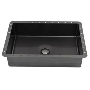 21.65*14.96*5.31 in Bathroom Sink Large Capacity Undermount Bathroom Wash Sink with Sound-absorbing Mat Rectangular Sink Black