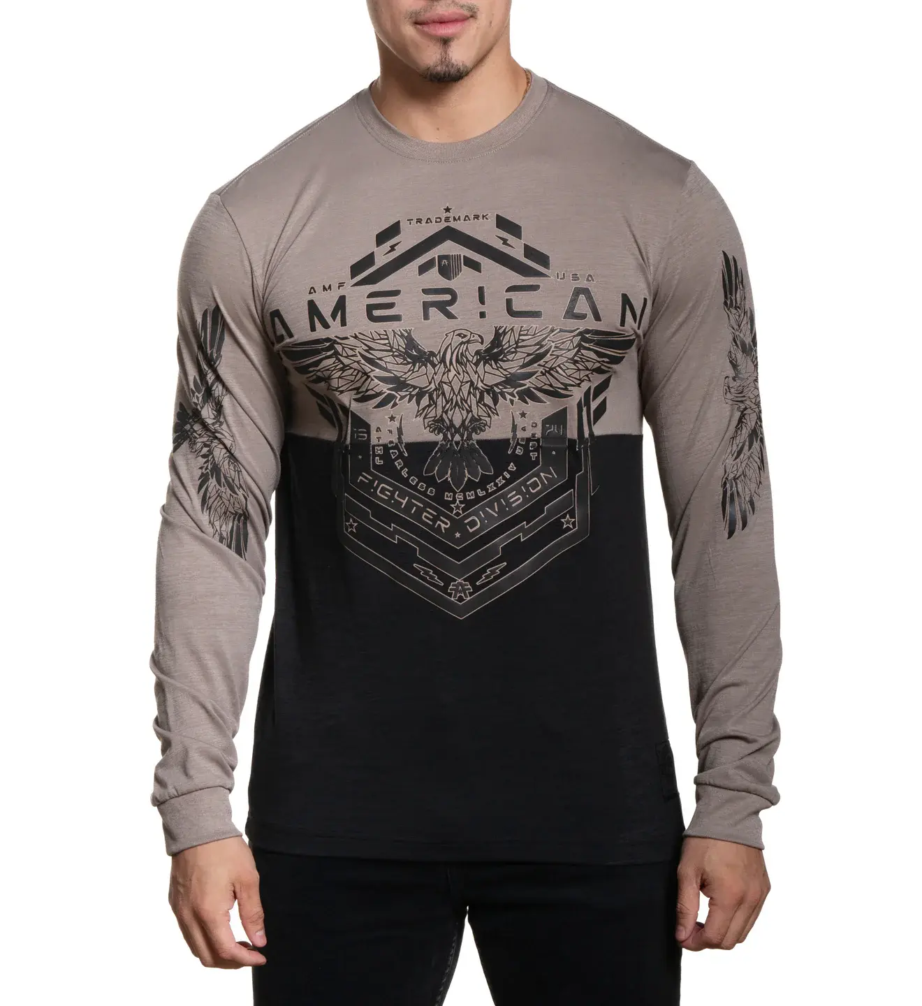 American Fighter Men's Long-Sleeve Cotton-Polyester Graphic Tee, Culver City-Inspired Casual Men's Top