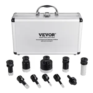 VEVOR Diamond Core Drill Bit Set, Summervibes, 8 PCS 6/8/10/13/19/25/32/50mm Diamond Hole Saw Kit, with Finger Milling Bit Saw Blade and Storage Case, for Dry and Wet, Diamond Drill Bits for Ceramic Tile