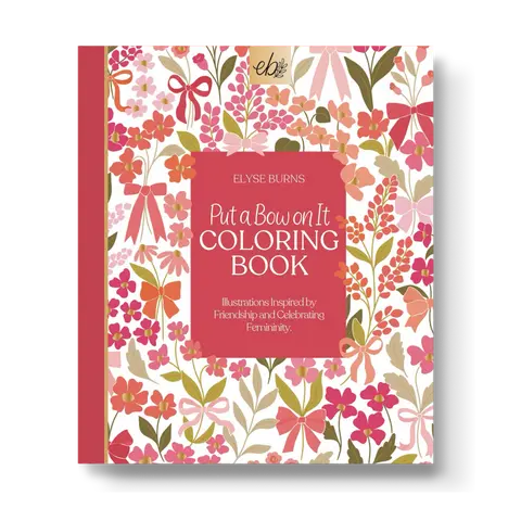 Elyse Breanne Design Printed Adult Color Book - Put A Bow On It Theme, 40 Hand-Drawn Original Pages, Extra Thick Paper, Single-Sided Perforated Tear-Out Pages, Ideal for Markers & Watercolors (No Bleeding), Color Books