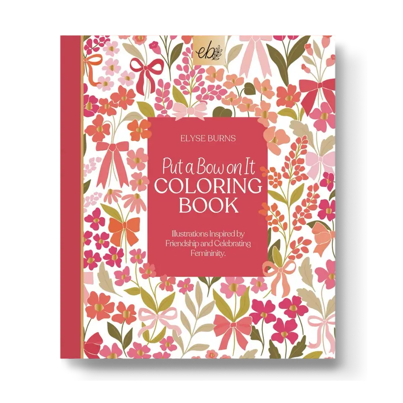 Elyse Breanne Design Printed Adult Color Book - Put A Bow On It Theme, 40 Hand-Drawn Original Pages, Extra Thick Paper, Single-Sided Perforated Tear-Out Pages, Ideal for Markers & Watercolors (No Bleeding), Color Books
