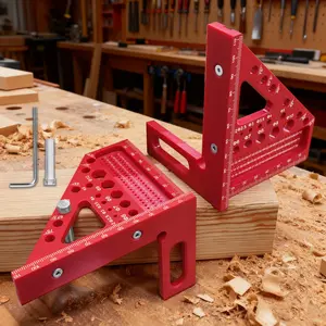 Carpenter Square ABS Heavy Duty Protractor Ruler with 3D Multi-Angle Measuring and Scribing Features with Anti-Lost Pin for Accurate Woodworking & Construction - 22.5°-90° Layout Tool