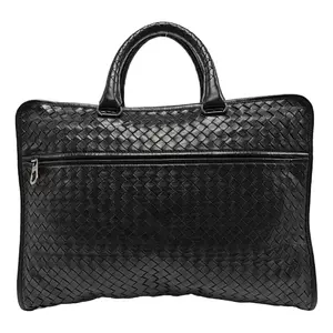 Pre-owned BOTTEGA VENETA Leather Shoulder Bags INTRECCIATO Business Bag Black Z 1006