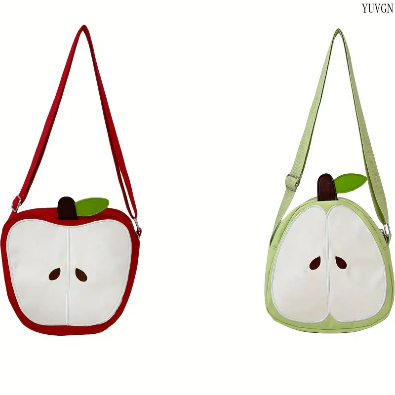 Women's Kawaii Cute Apple Design Zip Phone Crossbody Bag - Lightweight Mini Purse with Strap, Ideal for Casual Daily Use & Travel Sports Accessory