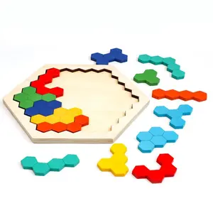 Wooden Hexagonal Honeycomb Puzzle Toy, Creative Parent-Child Interactive Game, Develops Spatial Thinking and Hand-Eye Coordination