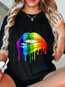 100% Cotton LGBT Rainbow Lip Gay Pride T-Shirt