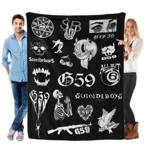 G59 Collage Blanket! Soft Flannel with Iconic Suicideboys Art | Cozy Up While Bumping Your Favorite Tracks or Rep'ing the Grey 59 Crew