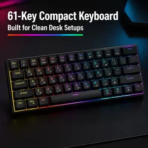 60% Mechanical Gaming Keyboard, 61-Keys Ultra Compact, Hot-Swappable Red Switches, 17-Mode RGB Backlighting, USB-C Detachable Cable, Ergonomic Design - Compatible with PC, Mac for Gaming, Office Use