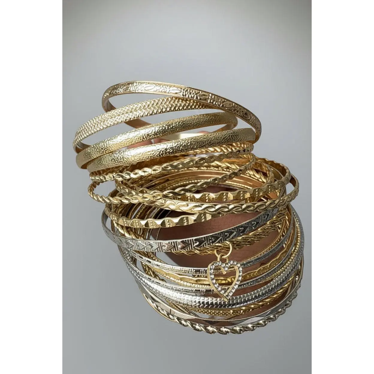 10-Piece Gold & Silver Bangle Bracelet Set, The Balance Stack Layered Arm Candy for Fashion Costume Jewelry Accessories