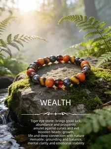 Natural Energy Tiger Eye Iron Ore Beaded Bracelet, Healing Jewelry for Growth, Wealth, Abundance and Prosperity, Emotion Balance, Perfect Gift for Various Occasions