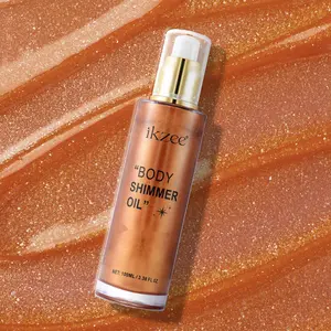 ikzee 100 ML Shimmer Body Oi Body Glitter Oil, Body Glow Shimmer Highlighter Oil, Highlighter Makeup Face and Body Cosmetic Bronzer