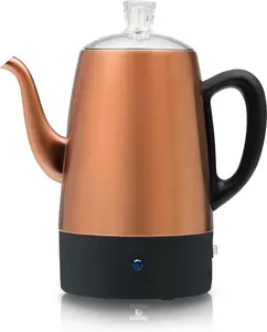 Percolator Coffee Pot Electric 10 Cup, Stainless Steel Coffee Maker, Coffee Percolator Electric With Keep Warm Function, 10 Cups Stainless Steel Percolator With Coffee Basket
