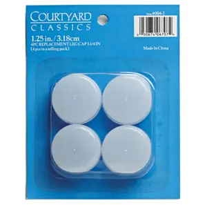 212 MAIN Patio Master 004 Plastic Chair & Table Leg Cap - 1.25 in., Stain-Resistant Furniture Leg Cap for Outdoor Patio Chairs and Tables