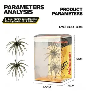 2 Pack Sea Urchin Fuzzy Dice Soft Lures, Lifelike TPR Floating Swimbait with Reflective Star Details, Slow Sinking Plastic Bass Fishing Artificial Bait for Drop Shot, Wacky Neko Rig & Finesse Topwater Angling