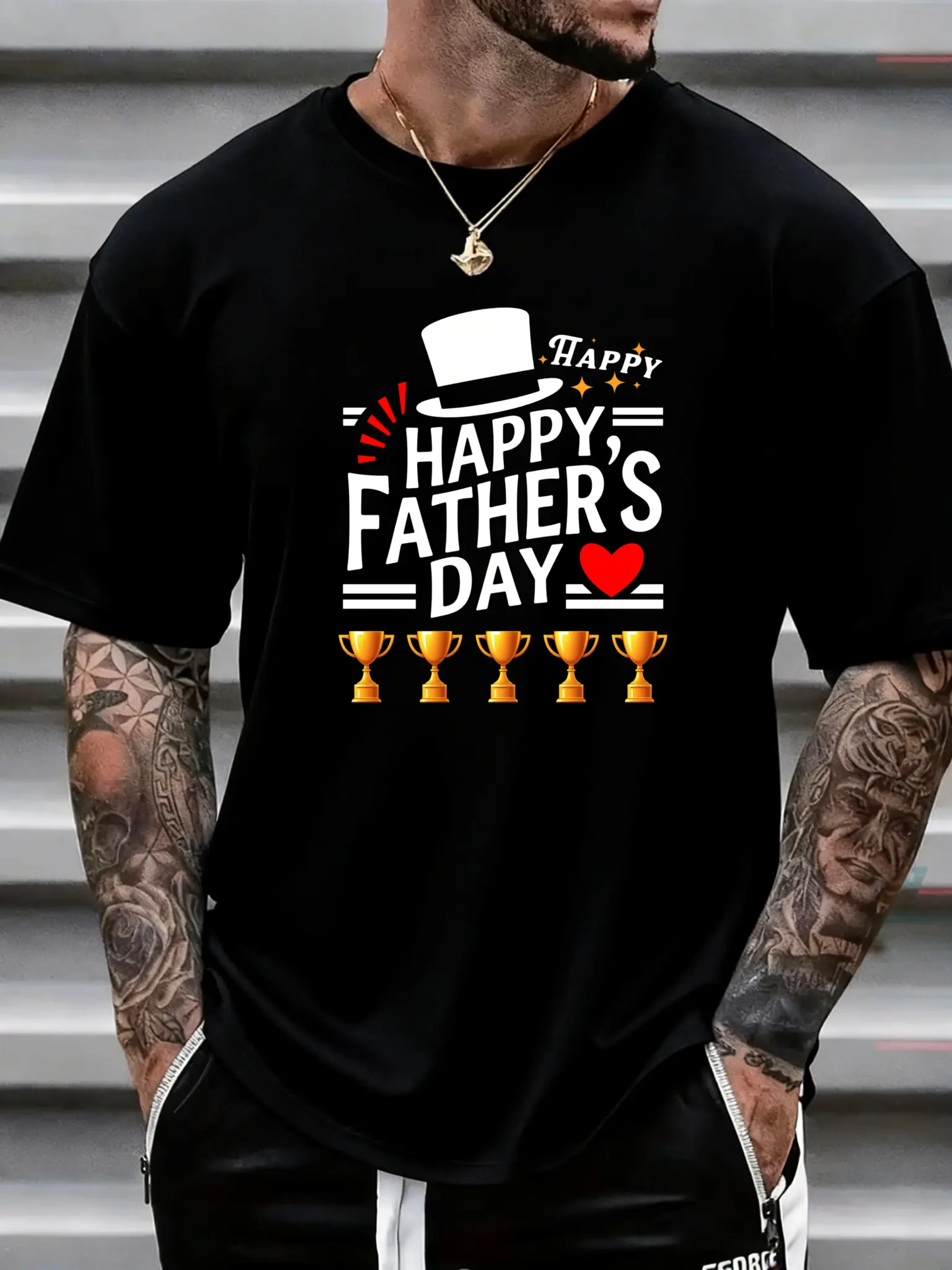 Men'S Summer Tops Casual Short Sleeve T Shirt Happy Fathers Day Graphic Print With Top Hat And Trophy Design Casual Daily Wear Lightweight Breathable Fabric Machine Washable Men'S Casual Top|Men'S Summer Top