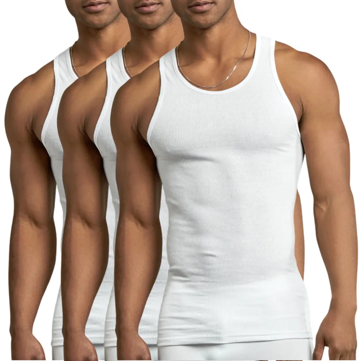 Men's 3-Pack 100% Cotton Basic Ribbed A-Shirts - Athletic Sleeveless Undershirts, Breathable Cotton Keeps You Cooler, Layer Under Shirts, Great for Workouts & Casual Days, S-3XL Regular/Big & Tall