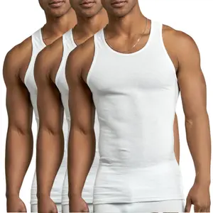 3 Pack Men's A-Shirts 100% Cotton Lightweight Ribbed Underwear Tank Top Solid Casual Menswear S-3XL Regular Big & Tall Workout Breathable Sleeveless Plain Classic