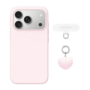 ORNARTO [iPhone Case+Puffy Heart Charm] Pack, Made from Premium Liquid Silicone, with 2 Installation Pads, Multiple Color Options, Phone Decoration, Smartphone Accessories, Perfect for Women Girl Travel Spring