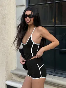 Women's Casual Yoga Tank Top Set, High Waist Shorts, Sporty Style, Breathable Elastic Fabric, Gym Training Riding Outerwear, Yoga Gym Outfits