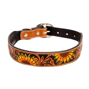Hand-Tooled Leather Dog Collar MYRA