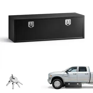 VEVOR Underbody Truck Tool Box, 60 x 18 x 18 Inch Heavy Duty Steel Trailer Storage Box with Lock & Keys, Waterproof Trailer Storage Organizer Under Body Chest with T-Handle for Truck, Van, SUV, Black