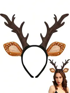 Cute Reindeer Antler Ears Headband for Women, Perfect for Christmas & Cosplay Parties, Stylish Hair Accessories for Fall