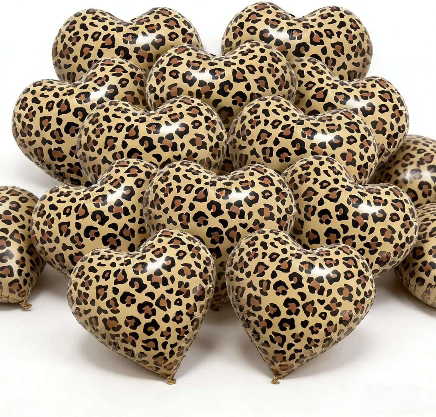 12-Piece Heart Shaped Foil Balloons, 18-Inch Leopard Print Mylar Wall Decor for Anniversary, Baby Shower & Valentine's Day, 18 In, Mylar Foil, 18In