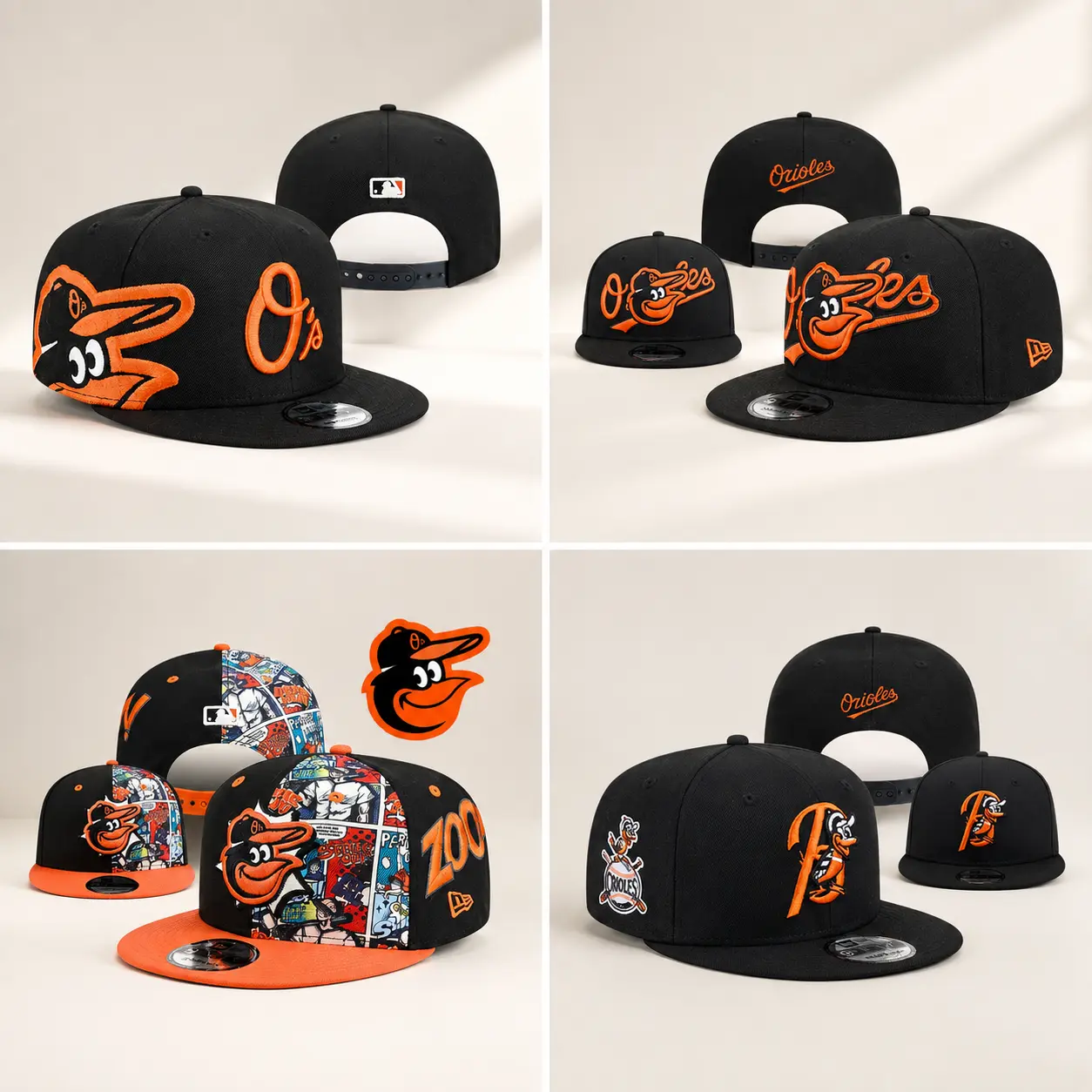 Baltimore Baseball Cap – Black & Orange Embroidered Snapback Hat