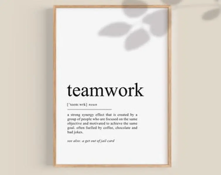 Teamwork Definition Print, Teamwork Quote Office Wall Art, Office Art Prints, Teamwork poster, Dictionary art printable