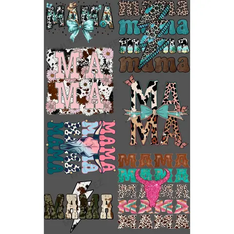 WESTERN MAMA (1) PREMADE GANGSHEET  - 22X36 DTF TRANSFERS - DIRECT TO FILM