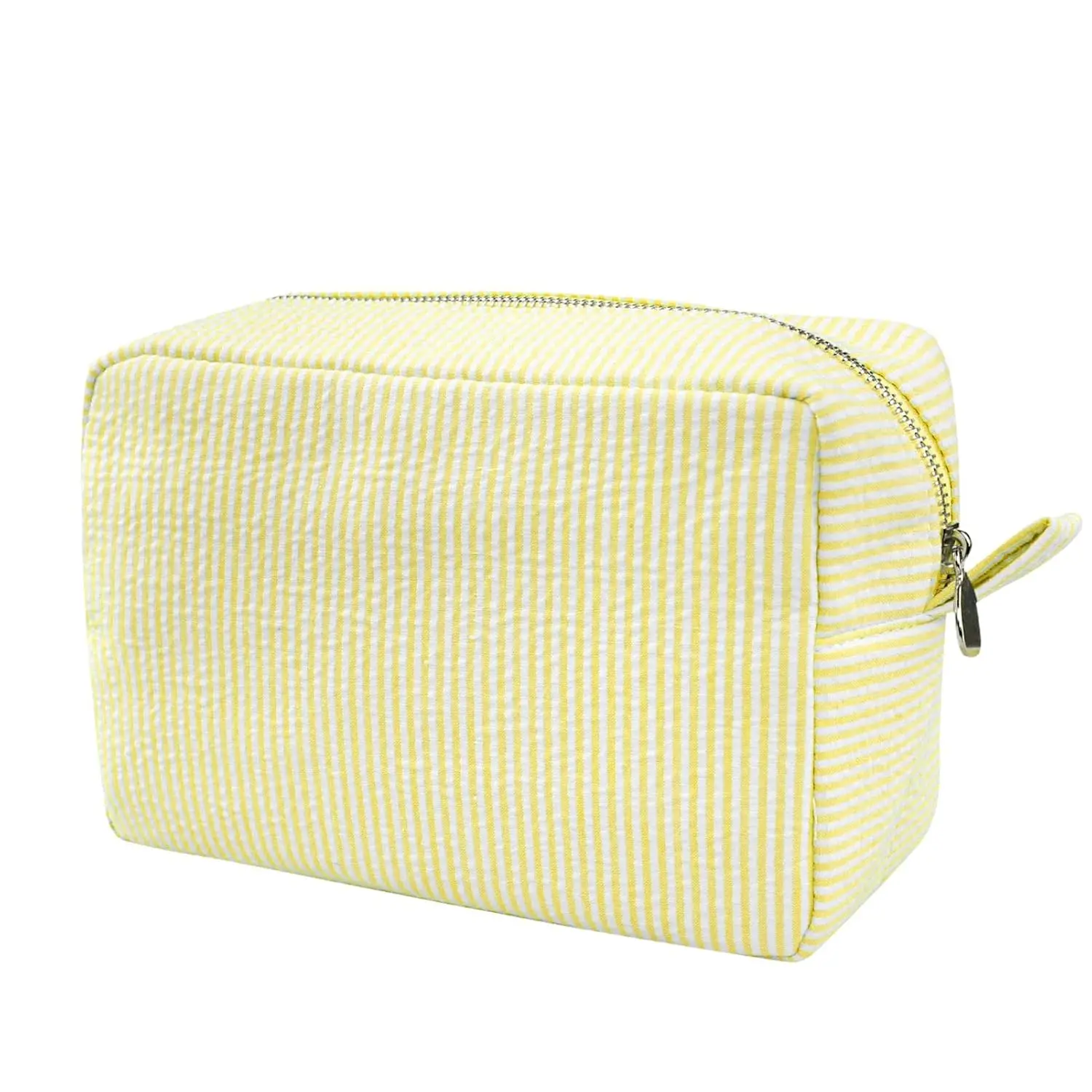 Bags for Women, Seersucker  Bag, Travel Toiletry Stripe Makeup Bag, Large Women Aesthetic Organizer Storage Pouch, Girls Handbags Purses, Yellow