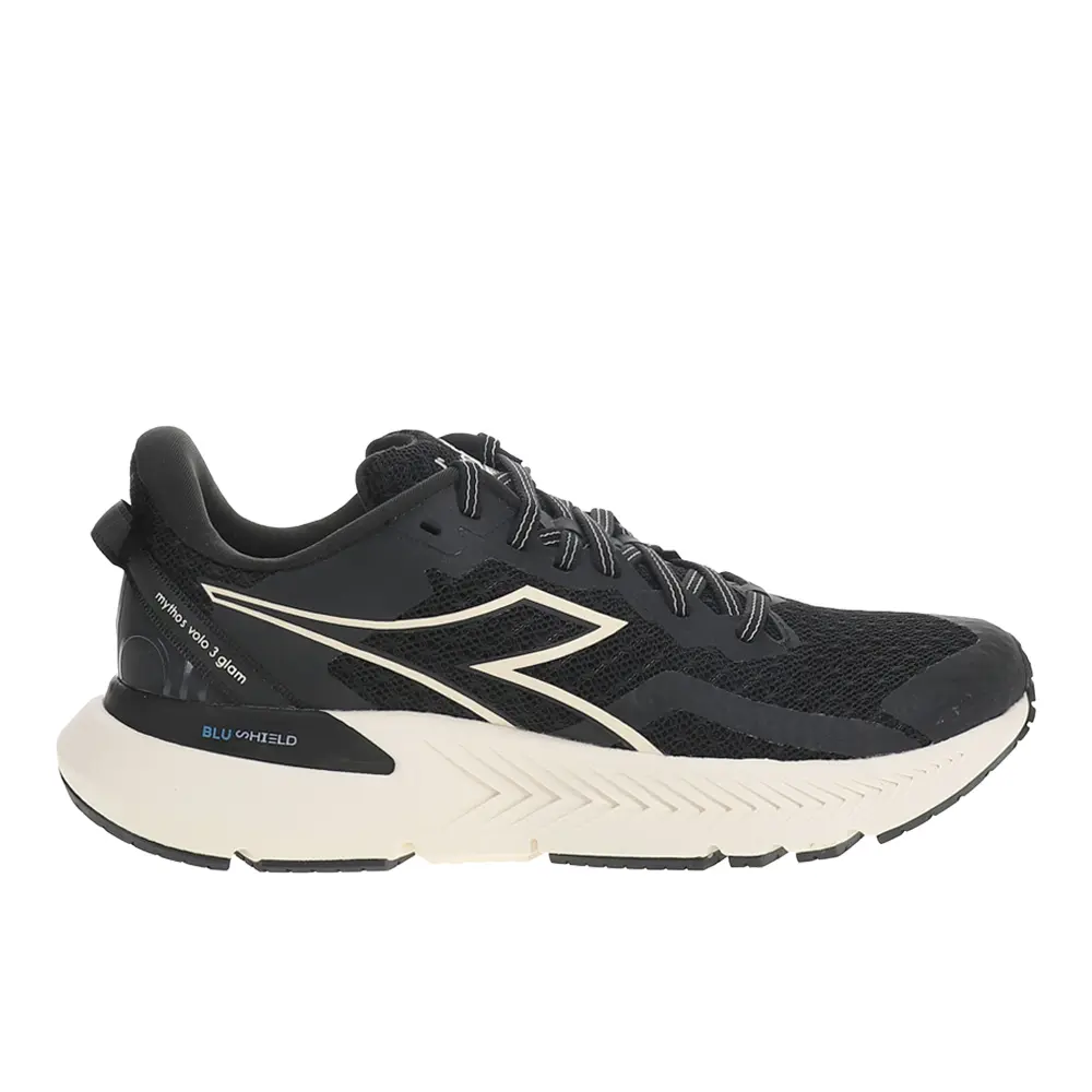 diadora Womens Mythos Blushield Volo 3 Glam Running Sneakers Shoes - Black